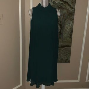 NWT Vince Camuto Dress Hunter Green Sleeveless w/Chiffon Overlay & zip up back